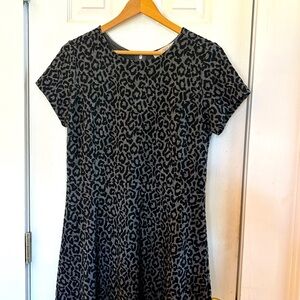 LOFT Black and Gray Leopard Print Dress